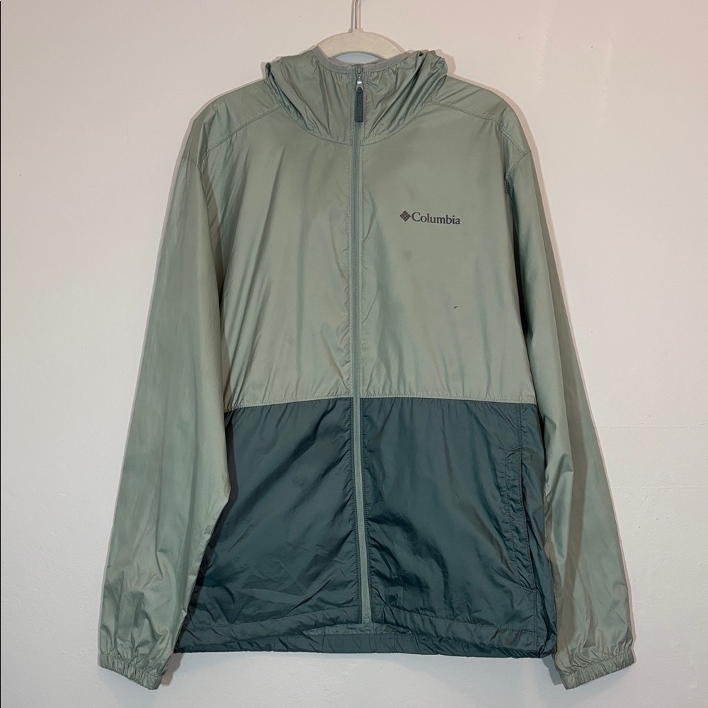 Columbia Green Hooded Windbreaker Jacket